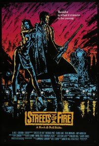 7g920 STREETS OF FIRE 1sh 1984 Walter Hill, Michael Pare, Diane Lane, artwork by Riehm, no borders!