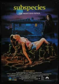7g093 SUBSPECIES 27x39 video poster 1991 Michael Watson, Tate, horror art of sexy girl & monsters!