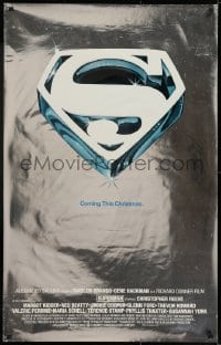 7g929 SUPERMAN blue logo foil advance 25x40 1sh 1978 DC superhero Reeve, Coming This Christmas!