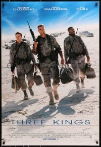 7g943 THREE KINGS advance DS 1sh 1999 George Clooney, Mark Wahlberg, & Ice Cube in the Gulf War!