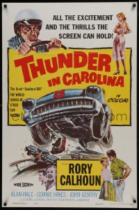 7g944 THUNDER IN CAROLINA 1sh 1960 Rory Calhoun, artwork of the World Series of stock car racing!