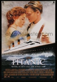 7g946 TITANIC style B revised int'l DS 1sh 1997 Leonardo DiCaprio, Kate Winslet, James Cameron!