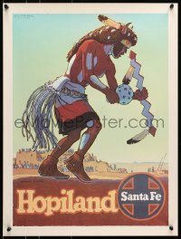 7g025 SANTA FE HOPILAND 18x24 travel poster 1960s wonderful artwork of Native American dancing!