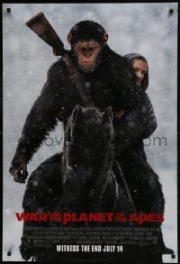 7g970 WAR FOR THE PLANET OF THE APES style D advance DS 1sh 2017 Caesar and Miller on horseback!