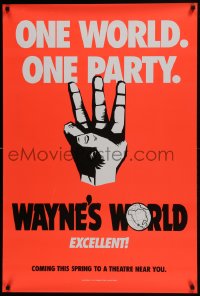7g972 WAYNE'S WORLD teaser DS 1sh 1991 Mike Myers, Dana Carvey, one world, one party, excellent!