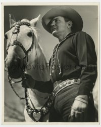 7h173 BUCK JONES deluxe 8x10 still 1935 with his horse Silver in Stone of Silver Creek by MacLean!