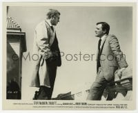 7h178 BULLITT 8.25x10 still 1968 cool Steve McQueen talking to Robert Vaughn outside!