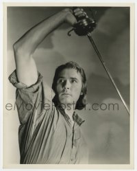 7h190 CAPTAIN BLOOD 8x10.25 still 1935 best close up of Errol Flynn holding sword over his head!