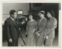 7h218 CHARLIE CHAN'S SECRET candid 8x10.25 still 1936 Warner Oland talks to beauty contest winners!