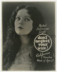 7h297 DON'T NEGLECT YOUR WIFE 7.5x9.75 still 1921 great portrait of pretty Mabel Julienne Scott!