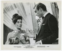 7h308 DR. NO 8.25x10 still 1962 Sean Connery as James Bond hands his card to sexy Eunice Gayson!
