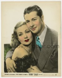 7h013 FIFTY ROADS TO TOWN color 8x10 still 1937 romantic c/u of young Don Ameche & sexy Ann Sothern!