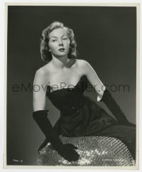 7h406 GLORIA GRAHAME 8x9.75 still 1940s seated portrait in sexy strapless gown & long gloves!