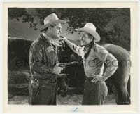 7h433 HANDS ACROSS THE BORDER 8.25x10 still 1943 Roy Rogers laughs at Big Boy Williams with gun!