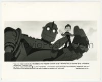 7h478 IRON GIANT 8x10 still 1999 animated modern classic, great image of cartoon robot carrying boy!