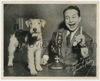 7h486 JACKIE HELLY 8x10 fan photo 1930s with his dog on NBC radio with facsimile signature!