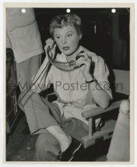 7h522 JUNE ALLYSON 8x10 still 1953 candid listening to play back on the set of Remains To Be Seen!