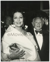 7h582 LORETTA YOUNG/MAX FACTOR JR 8x10 still 1980s he's in tux escorting her at fancy function!