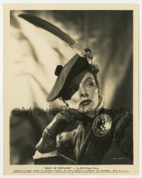 7h624 MARY OF SCOTLAND 8x10.25 still 1936 great c/u of Katharine Hepburn wearing feathered cap!
