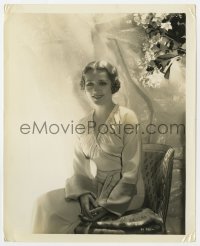7h627 MARY PICKFORD 8x10 still 1930s wonderful smiling seated portrait in cool dress by Hurrell!