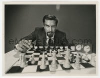 7h647 MISSION IMPOSSIBLE TV 7x9 still 1968 c/u of Martin Landau as Rollin Hand playing chess!