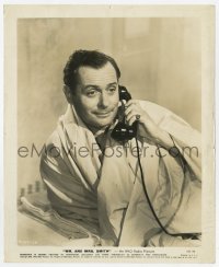 7h658 MR. & MRS. SMITH 8.25x10 still 1941 close up of unshaven Robert Montgomery in bed on phone!