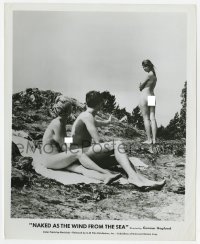 7h703 ONE SWEDISH SUMMER 8x10 still 1971 man & two women are Naked as the Wind from the Sea!