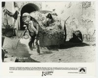 7h752 RAIDERS OF THE LOST ARK 8x10 still 1981 Harrison Ford with whip & Karen Allen in hay wagon!