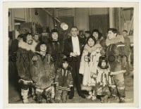 7h771 REUNION IN VIENNA candid 8x10.25 still 1933 John Barrymore posing with native Eskimo people!