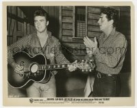 7h784 RIO BRAVO 8x10.25 still 1959 close up of Dean Martin clapping at Ricky Nelson playing guitar!