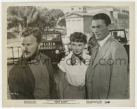 7h797 ROMAN HOLIDAY 8x10.25 still 1953 c/u of Audrey Hepburn between Eddie Albert & Gregory Peck!