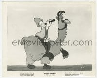 7h808 SALUDOS AMIGOS 8.25x10 still 1943 Donald Duck playing flute while riding llama, Disney!