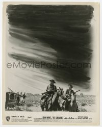 7h817 SEARCHERS 8x10.25 still 1956 poster art of John Wayne & Jeffrey Hunter in Monument Valley!