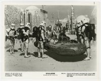 7h859 STAR WARS 8x10.25 still 1977 stormtroopers interrogate Guinness & Hamill about their robots!