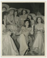 7h898 THEY ALL KISSED THE BRIDE candid 8x10 still 1942 Joan Crawford on set with eight bridesmaids!