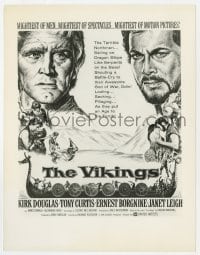 7h945 VIKINGS 8x10.25 still 1958 great art of Kirk Douglas & Tony Curtis used on the posters!