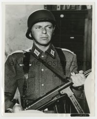 7h955 VON RYAN'S EXPRESS 8.25x10 still 1965 close up of soldier Frank Sinatra with helmet & gun!
