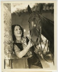 7h689 NORMA SHEARER 8x10 still 1930s great close up in a western ensemble with her horse!