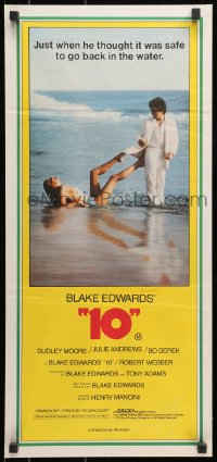 7j002 '10' Aust daybill 1979 Blake Edwards, image of Dudley Moore & sexy Bo Derek on the beach!