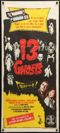 7j005 13 GHOSTS Aust daybill 1960 William Castle, spooky art, cool horror in ILLUSION-O!