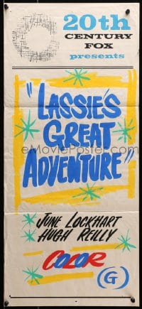 7j009 20TH CENTURY FOX Aust daybill 1960s advertising Lassies Great Adventure, hand painted!