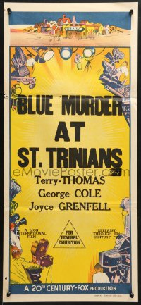 7j008 20TH CENTURY FOX Aust stock daybill 1950s film-making border art, Blue Murder at St Trinians!