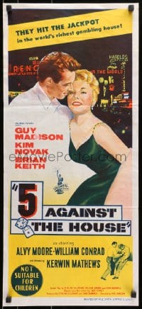 7j015 5 AGAINST THE HOUSE Aust daybill 1955 art of Kim Novak gambling in Reno Nevada!