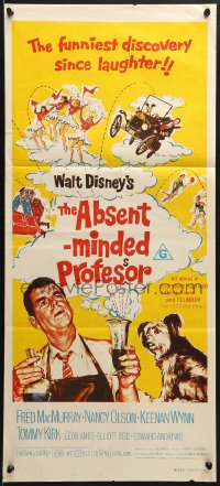 7j022 ABSENT-MINDED PROFESSOR Aust daybill R1970s Walt Disney, Flubber, MacMurray in title role!
