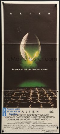 7j037 ALIEN Aust daybill 1979 Ridley Scott outer space sci-fi monster classic, cool egg image!