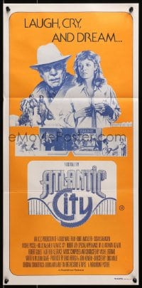 7j067 ATLANTIC CITY Aust daybill 1980 Burt Lancaster, cool art of New Jersey gambling town!