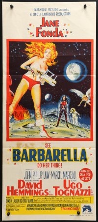 7j070 BARBARELLA Aust daybill 1968 sci-fi art of sexiest Jane Fonda, directed by Roger Vadim!
