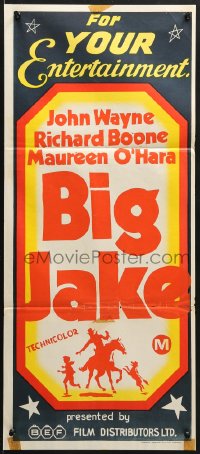 7j083 BEF Aust daybill 1970s John Wayne in Big Jake, stock poster cowboy art!