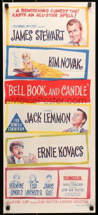 7j088 BELL, BOOK & CANDLE Aust daybill 1958 James Stewart, sexiest witch Kim Novak, Jack Lemmon!
