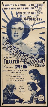 7j097 BEWITCHED Aust daybill 1945 Phyllis Thaxter is a cruel love-killer and darling of society!
